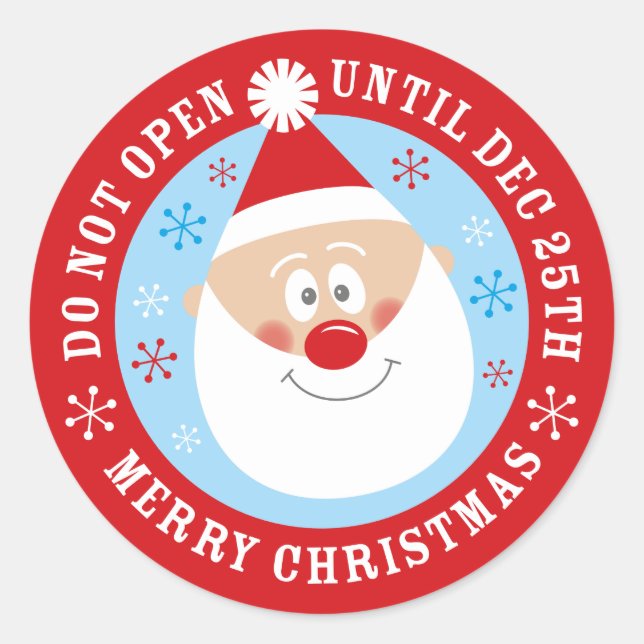 Sticker Rond Le Père Noël N'Ouvre Pas Avant Noël (Devant)
