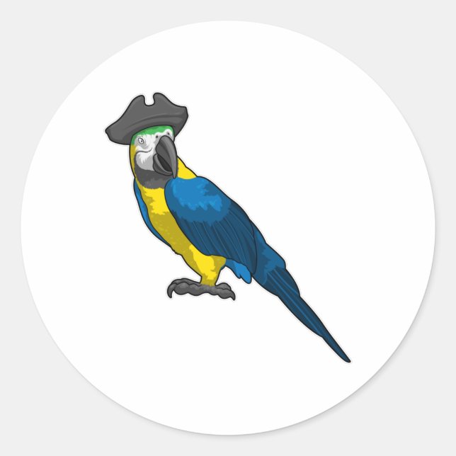 Sticker Rond Le perroquet comme pirate avec Casquette (Devant)