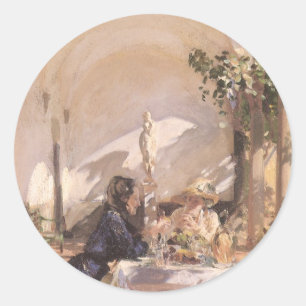 Sticker Rond Le petit déjeuner dans la loggia par John Singer S
