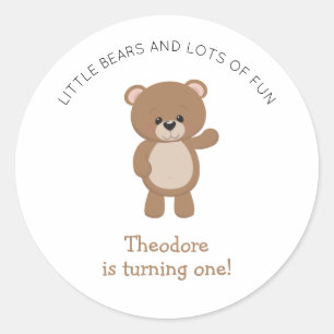 Sticker Rond Le Petit Ours Tourne Un Bois Anniversaire