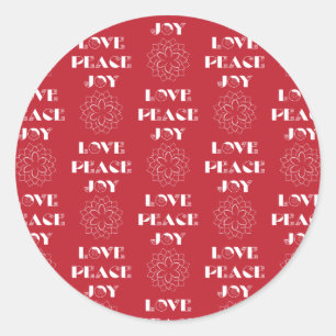Sticker Rond Le Petit Rouge et Blanc, Peace, Joy