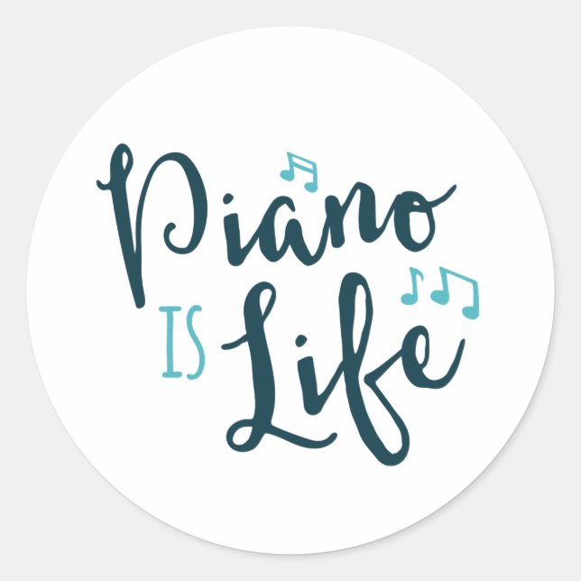 Sticker Rond Le piano est la vie (Devant)
