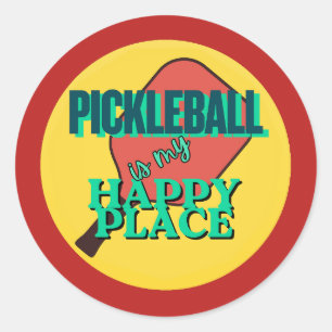 Sticker Rond Le pickleball est mon humour de bonheur