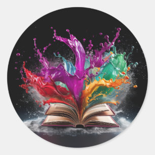 Sticker Rond Le plaisir de l'écrivain coloré