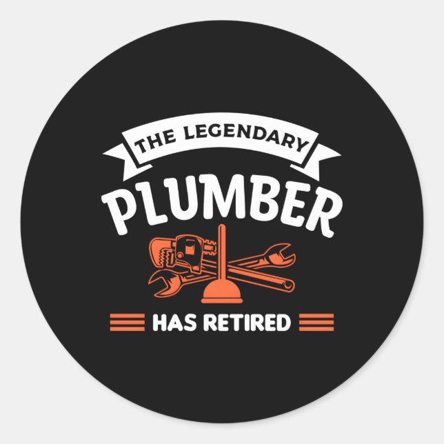 Sticker Rond Le Plomber Légendaire A Retraité Plumber (Devant)