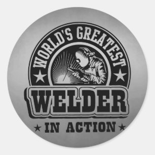Sticker Rond Le plus grand soudeur du monde en action