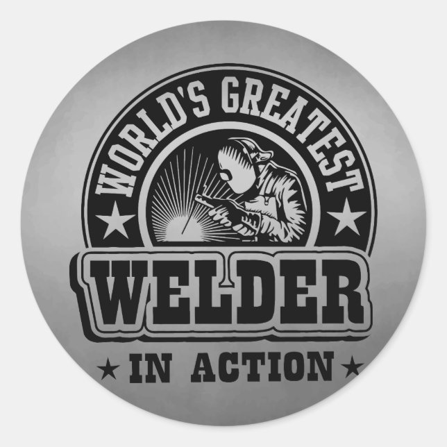 Sticker Rond Le plus grand soudeur du monde en action (Devant)