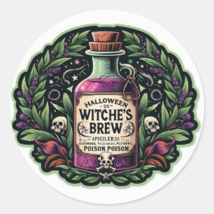 Sticker Rond Le poison de la sorcière d'Halloween