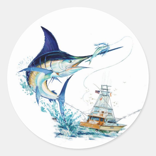 Sticker Rond Le poisson-voilier prend l'appât (Devant)
