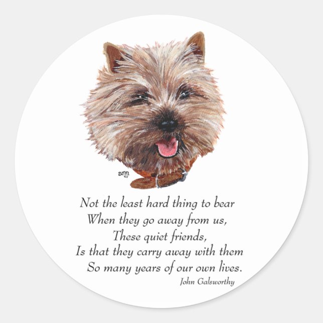 Sticker Rond Le pont Rainbow de Cairn Terrier (Devant)