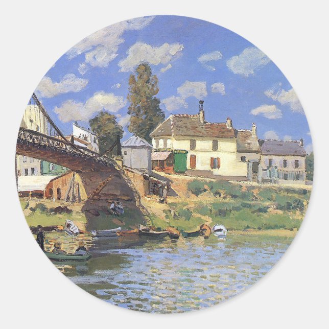 Sticker Rond Le pont Villeneuve-la-Garenne par Alfred Sisley (Devant)