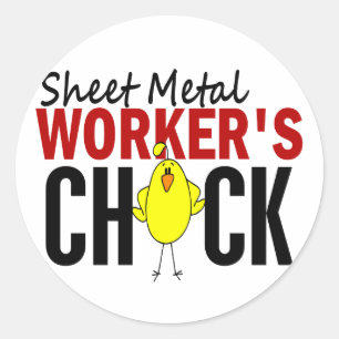 Sticker Rond Le poussin du travailleur de tôle