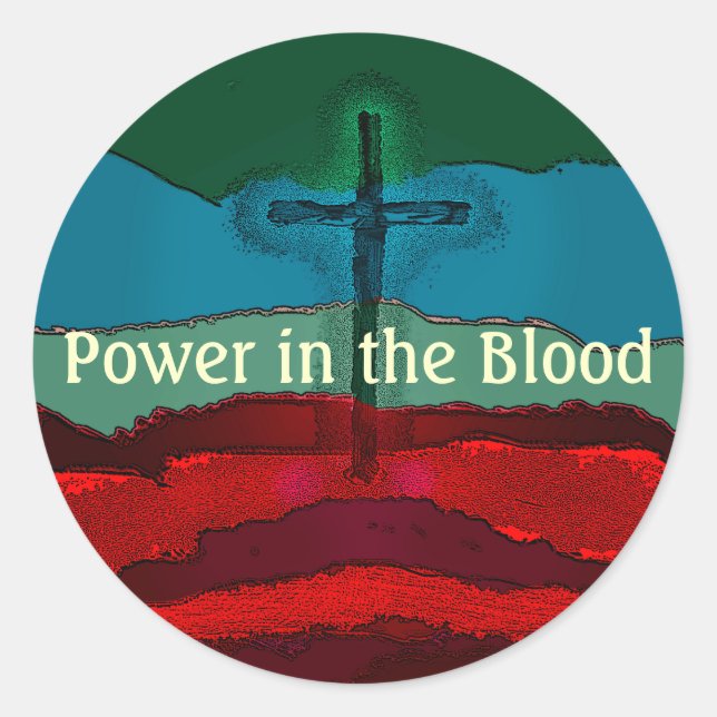 Sticker Rond Le pouvoir dans le sang de Jésus (Devant)