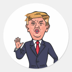 Sticker Rond Le président Donald Trump Discours amusant Caricat