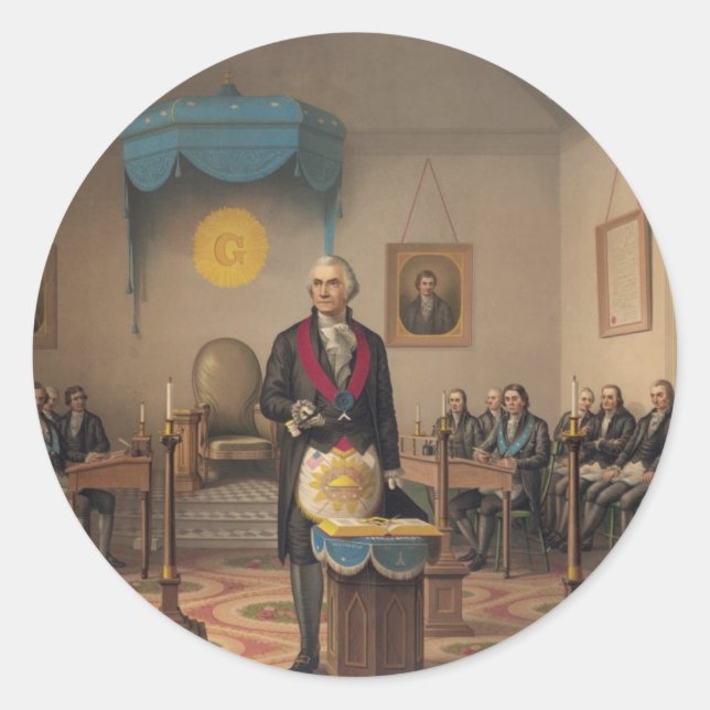 Sticker Rond Le président George Washington comme maître mason (Devant)