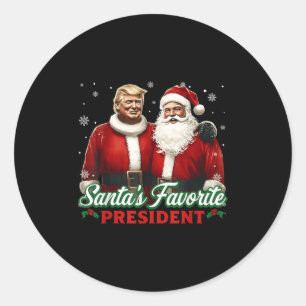 Sticker Rond Le président préféré du Père Noël Noël Mignon Trum