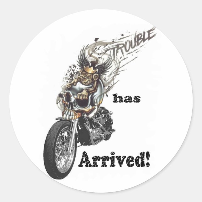 Sticker Rond Le problème est arrivé (Devant)