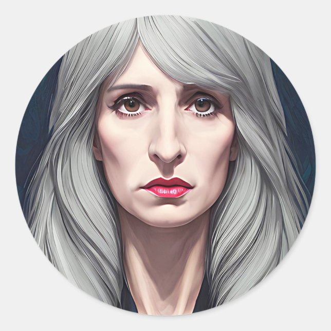 Sticker Rond Le Protector Elder Witch Art Imaginaire peinture (Devant)