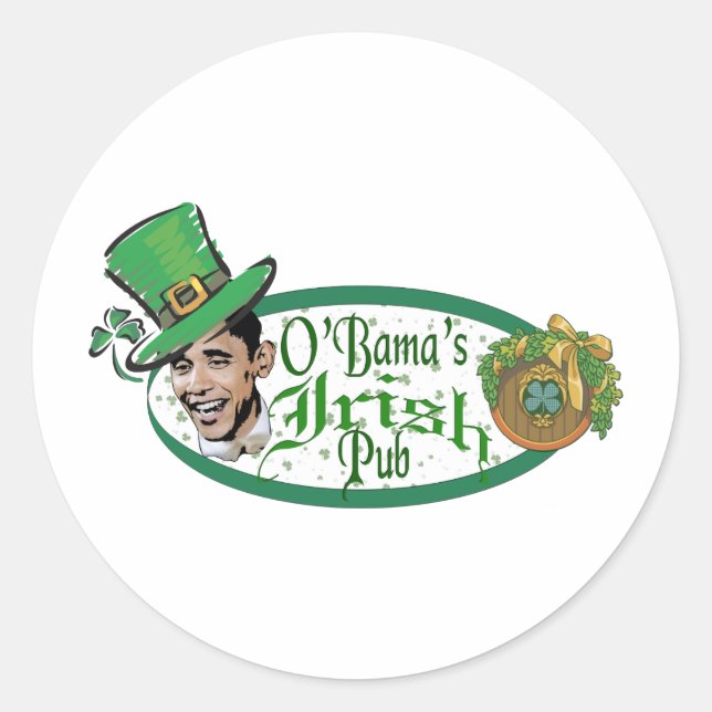 Sticker Rond Le pub irlandais d'Obama (Devant)