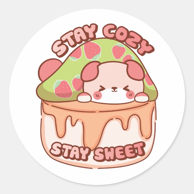 Sticker Rond Le Puffi reste cosy (Devant)