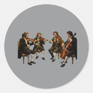Sticker Rond Le Quatuor à Cordes Classique - Peinture à l'Huile