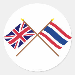 Sticker Rond Le R-U et les drapeaux croisés par Thaïlande