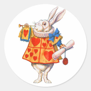 STICKER ROND LE RABBIT BLANC DE ALICE