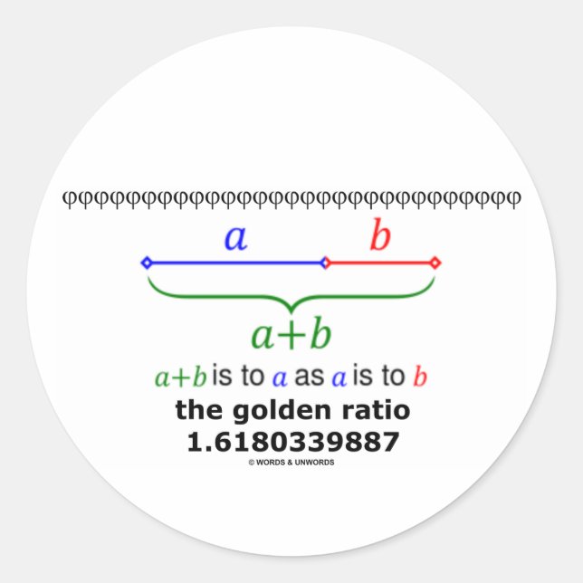 Sticker Rond Le rapport d'or (mathématiques 1,6180339887) (Devant)