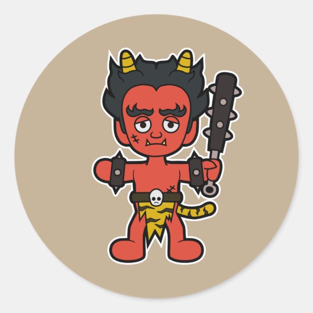 Sticker Rond Le redoutable Monstre Oni-Japonais Yokai (Devant)