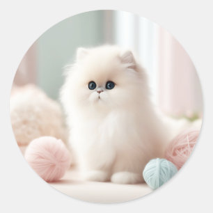 Sticker Rond Le rêve pastel doux du chat perse