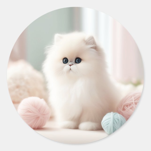 Sticker Rond Le rêve pastel doux du chat perse (Devant)