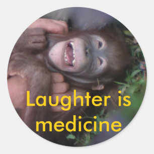 Sticker Rond Le rire, c'est la médecine Rire les animaux