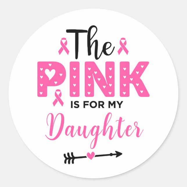 Sticker Rond Le rose est pour ma fille Sensibilisation au cance (Devant)