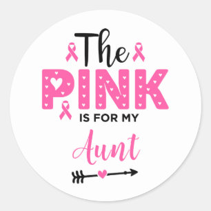Sticker Rond Le rose est pour ma tante Sensibilisation au cance