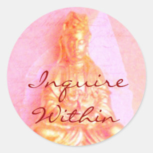 Sticker Rond Le rose s'enquièrent dans l'autocollant