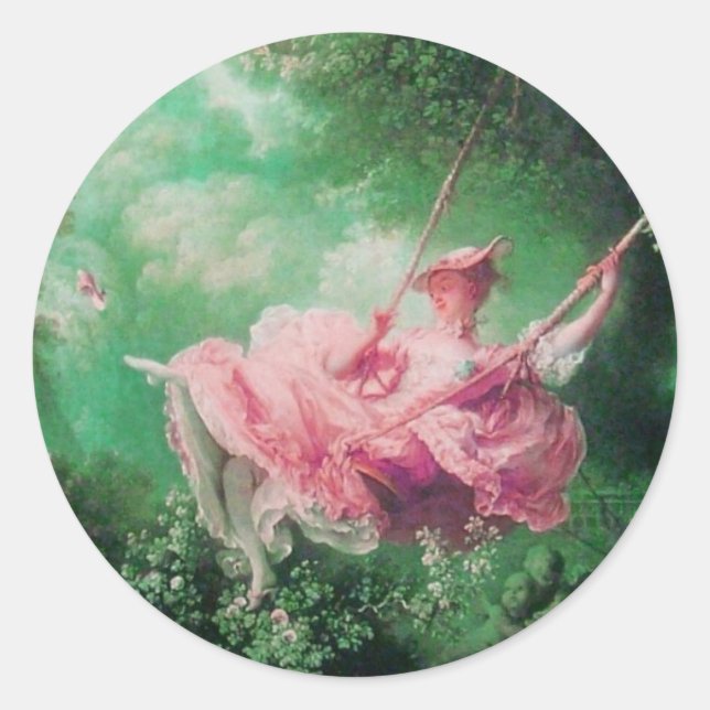Sticker Rond LE rose vert SWING (Devant)