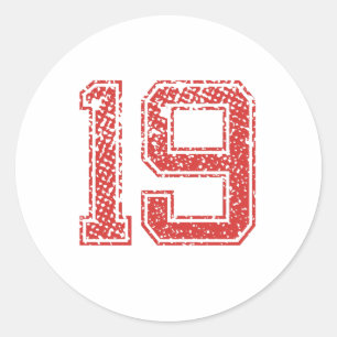 Sticker Rond Le rouge folâtre Jerzee le numéro 19