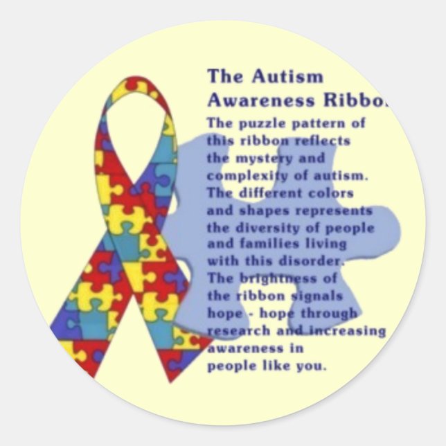Sticker Rond "Le Ruban de la Sensibilisation sur l'autisme" (Devant)