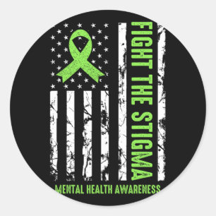 Sticker Rond Le ruban de santé mentale Usa Drapeau Nous Portons