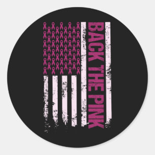 Sticker Rond Le ruban rose American Drapeau Prix du cancer du s