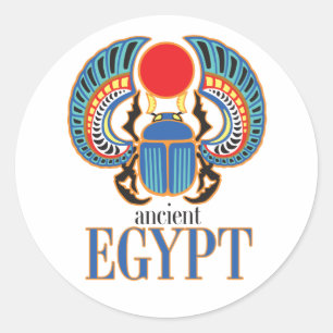 Sticker Rond Le scarabée égyptien. Égypte ancienne