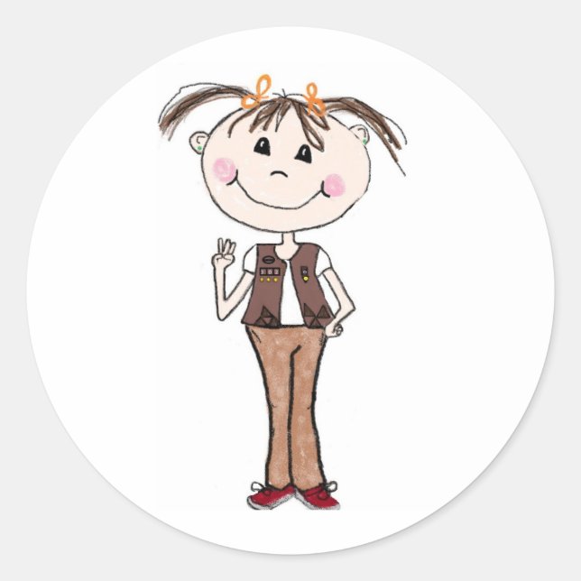 Sticker Rond Le Scout Brownie Garde La Promesse (Devant)