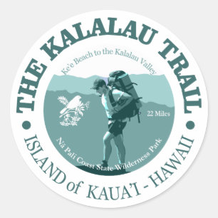 Sticker Rond Le sentier de Kalalau