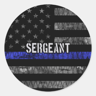 Sticker Rond Le sergent Thin Blue Line Distresse