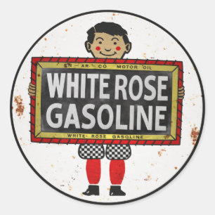 Sticker Rond Le signe d'essence de rose blanc s'est rouillé