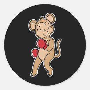 Sticker Rond Le singe fait la boxe