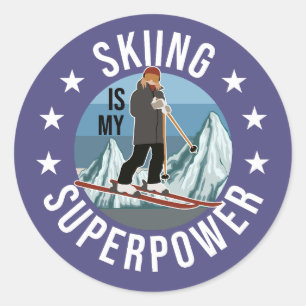 Sticker Rond Le Ski Est Ma Superpuissance