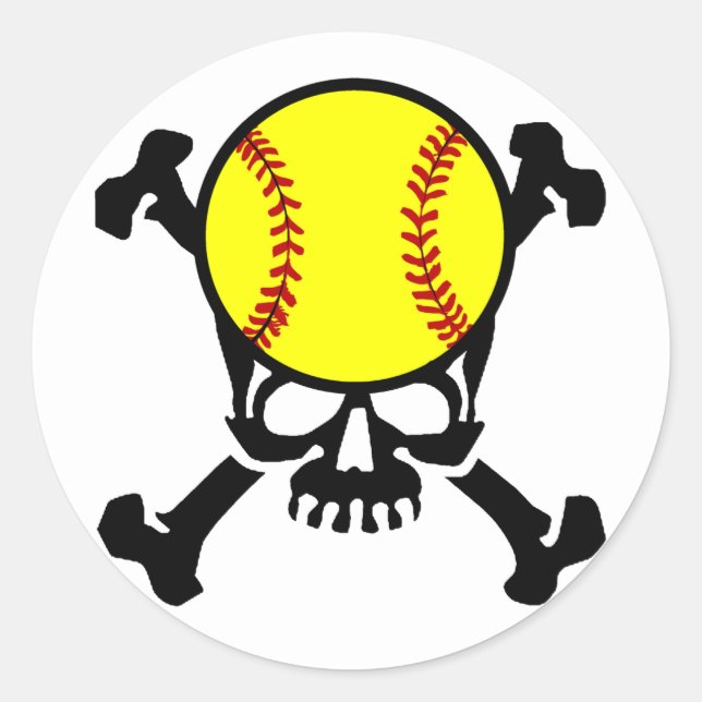 Sticker Rond Le softball sur le crâne cérébral (Devant)