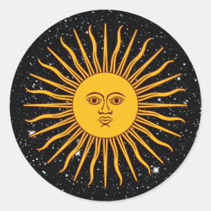 Sticker Rond LE SOLEIL DE MAI (Sol De Mayo) thème spatial ~