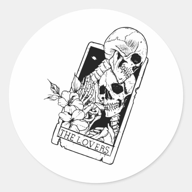 Sticker Rond Le squelette des Tarots amoureux (Devant)